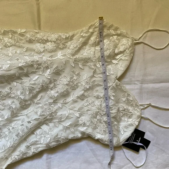 Lulu’s Ivory Floral Embroidered Ruffled Mini Cocktail Dress - Picture 11 of 13